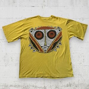 Vintage Tinga Tinga African Art Tribal Mask Graphic T-Shirt Men's XL